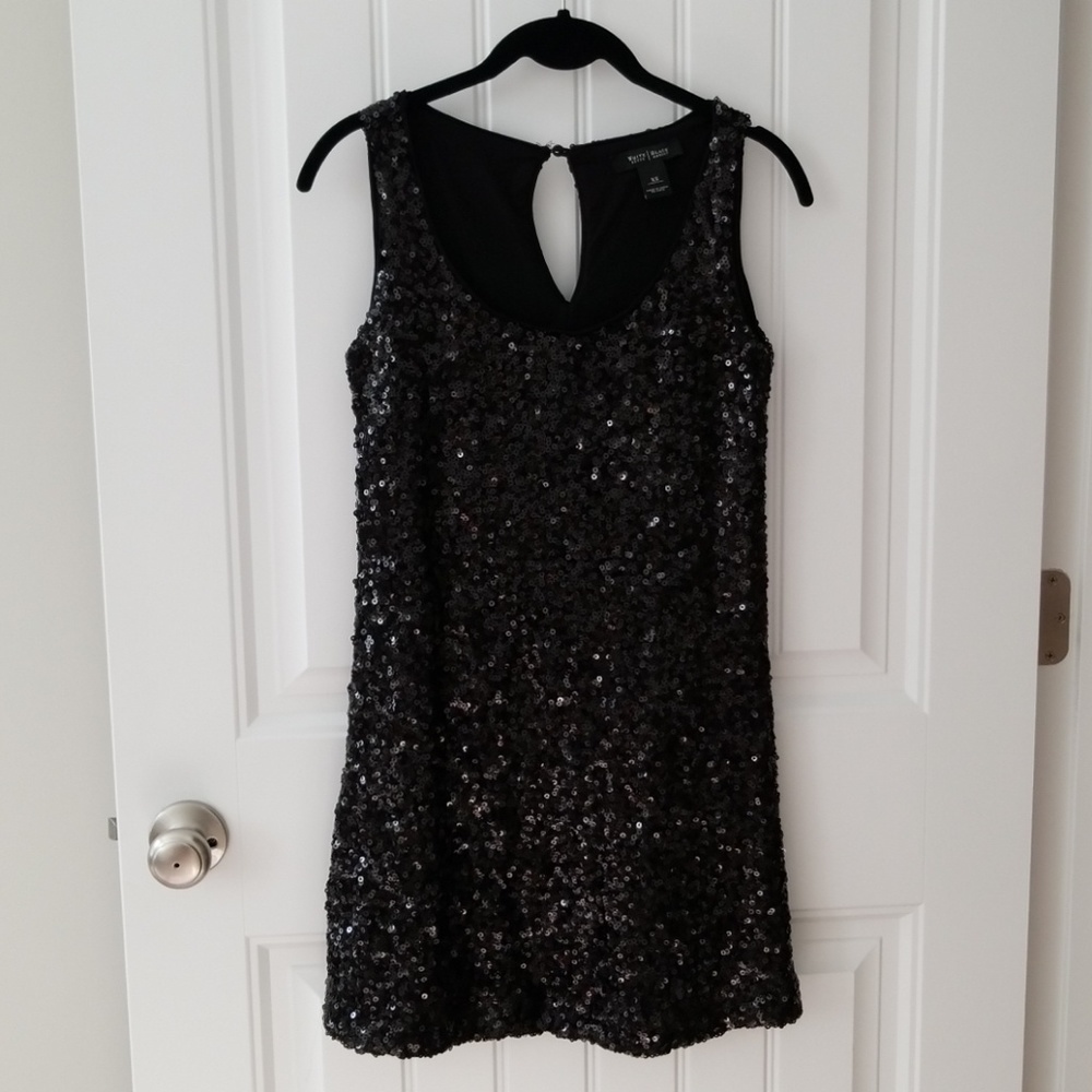 White House Black Market Black Sequin Dress, XS